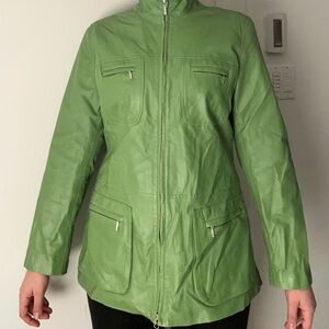 Green Women's leather Jacket